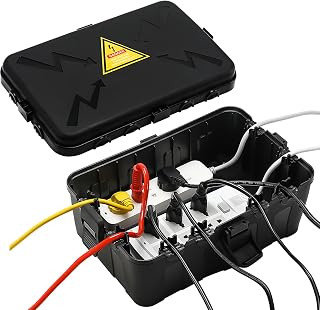 Hrensaw Large Outdoor Electrical Box Waterproof(12.6x8.7x5.1inch),IP54 Waterproof Outdoor Outlet Covers,Weatherproof Extension Cord Covers Protect Outlet,Plug,Timer,Power Strip,Holiday Light,Black