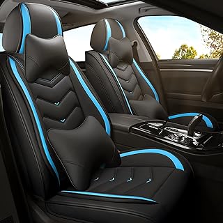 Car Seat Covers for Honda Civic 2000-2025, Premium Nappa Leather Car Seat Cover, Stylish Sport Seat Covers， Automobile Seat Cover Sets.(Luxury 2 Seats/Black Blue)