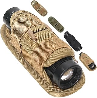 Tactical Flashlight Case, Rotating Flashlight Holder, Belt Clip, Carrying Case with 360 Degree Carabiner