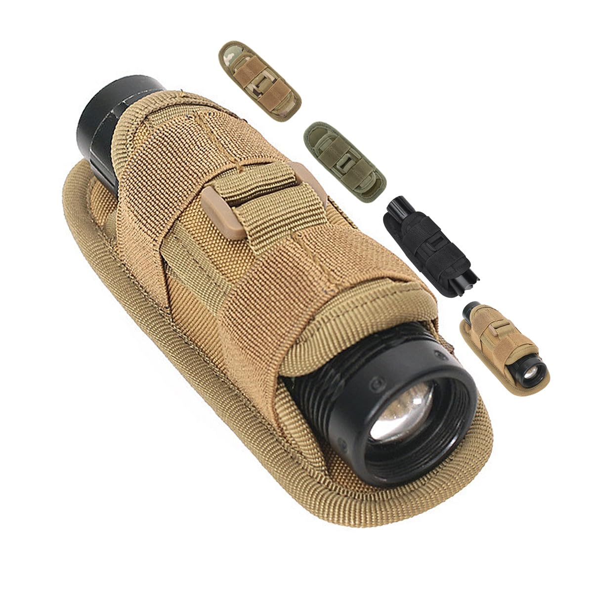 Tactical Flashlight Case, Rotating Flashlight Holder, Belt Clip, Carrying Case w
