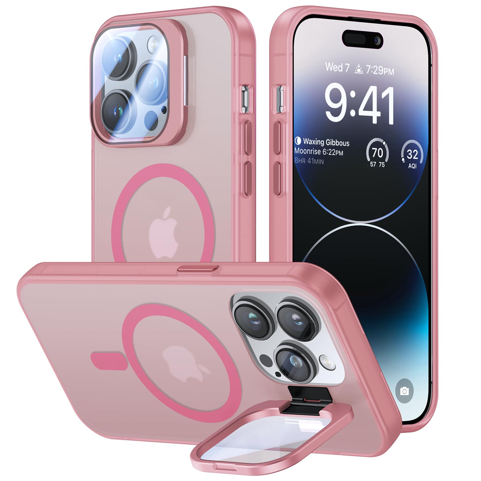 VOFATA for iPhone 14 Pro Case with Camera Cover Stand [Built-in 9H Camera Lens P