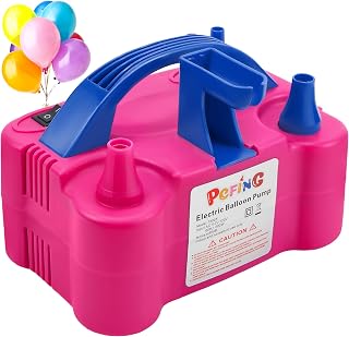 PCFING Balloon Pump Electric and Balloon Tying Tool in One with Dual Nozzle | Pure Copper Motor, Portable Balloons Inflator Blower for Birthday Anniversary Gender Reveal Party Decorations