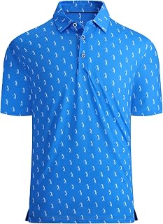 Alex Vando Mens Golf Shirt Moisture Wicking Print Performance Polo Shirt