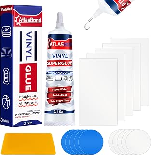 Air Mattress Patch Kit, Heavy Duty Inflatable Patch Repair Kit, Safe, Gentle, and All-in-One Vinyl PVC Glue for Blow Up Bed, Above Pool, Underwater Liners, Bounce House, Hot Tub and More