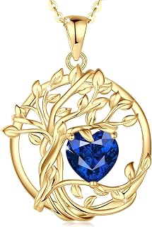 FANCIME Tree of life Birthstone necklace Sterling Silver Jewelry for Women
