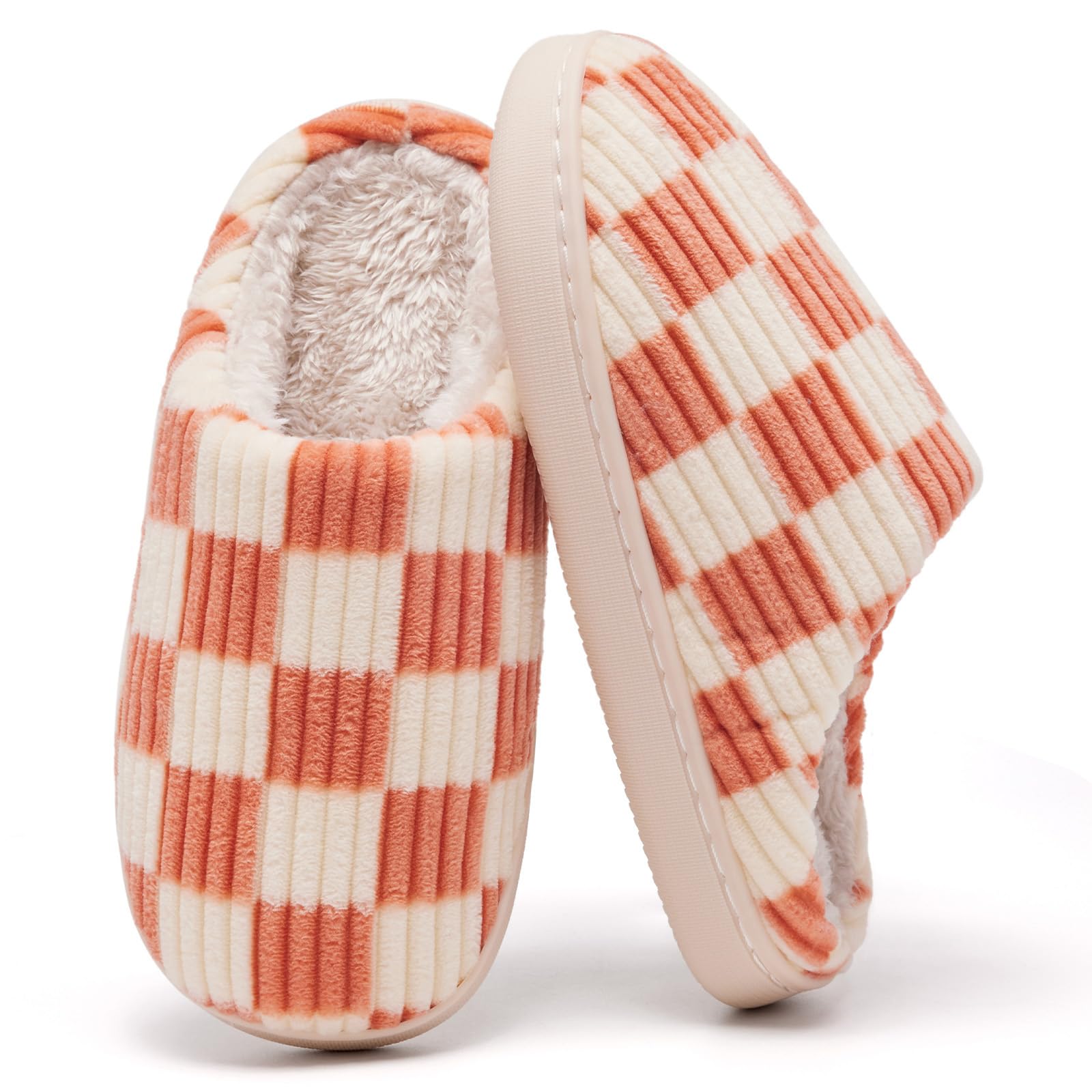 Guyarns Kids Slippers for Boys Girls Plush Lined Memory Foam Checkered Slippers 