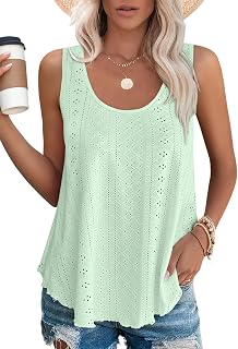 DUOEASE Canotte e Top da Donna Estate Casual Smanicato con Scollo U Tunica Camicetta Tshirt Verde Mentola-3XL
