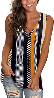 Sampeel Womens Summer Tank Tops Basic Tanks V Neck Sleeveless T Shirts Side Split
