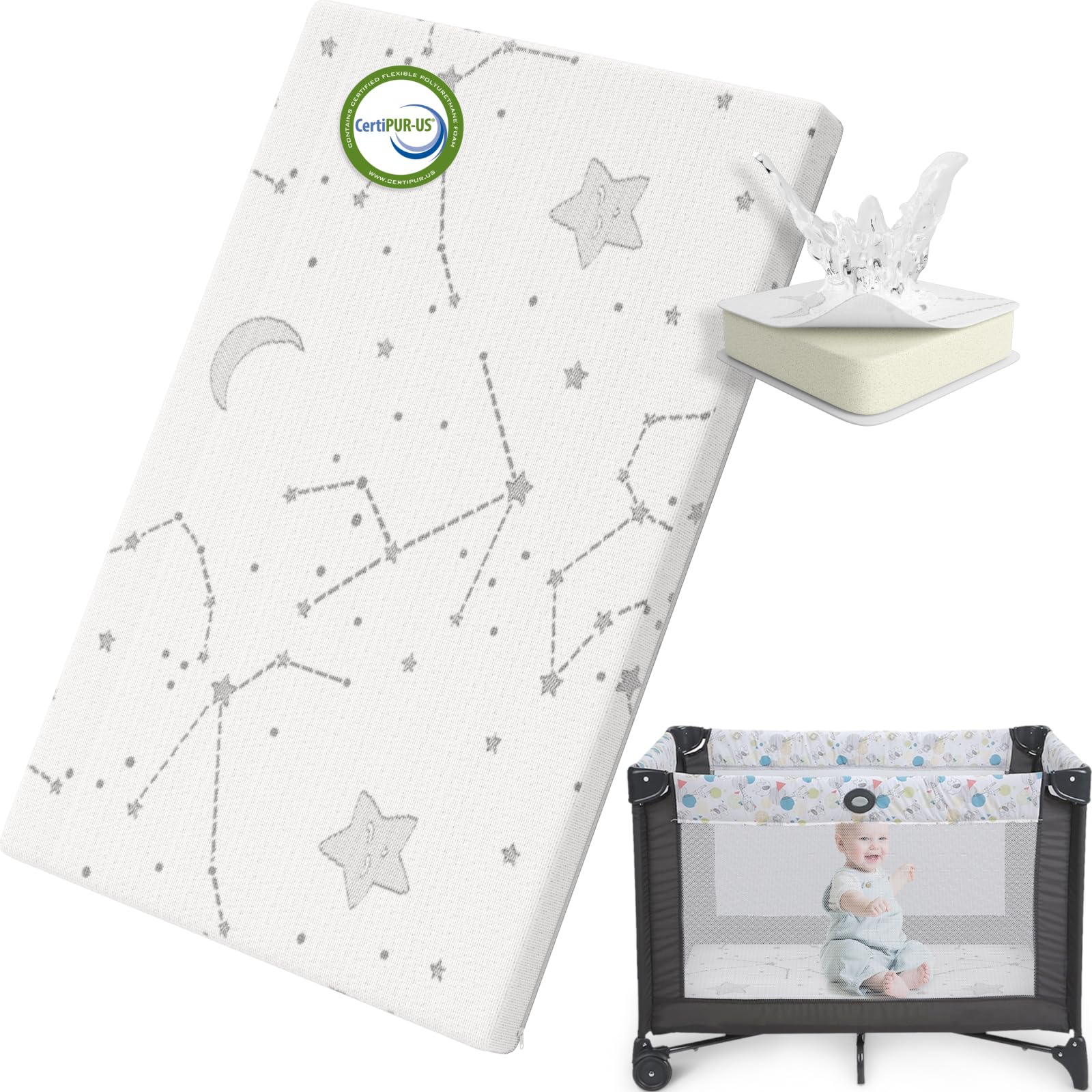 YENING Pack and Play Mattress Topper Baby Pack N Play Mattresses for Playpen and