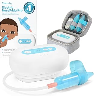 Frida Electric NoseFrida Pro Nasal Aspirator, Hospital Grade Suction | Nose Sucker for Baby & Toddler Congestion Relief, 5 Suction Levels, 2 Tips, Cordless with Case