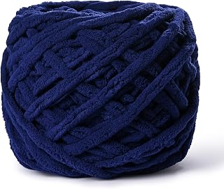 Plush Chenille Chunky Yarn 100g (49.2yd) - Fluffy Velvet Yarn Crochet for Blanket Knitting and Crocheting - Baby Yarns for Crocheting Soft - Amigurumi Yarns (Navy Blue)