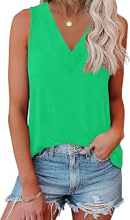 EyMuse Women Tank Tops V Neck Summer Sleeveless Tunic Casual Basic Shirts Real Tees Classic Cute Fashion Clothes