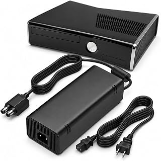 Power Supply for Xbox 360 Slim 135W AC Adapter Replacement Brick w/Fan Cord | Built-in Upgraded Low Noise Cooling Fan, LED Indicator, Global Voltage 100-240V, Compatible with Xbox 360 Slim Console Only