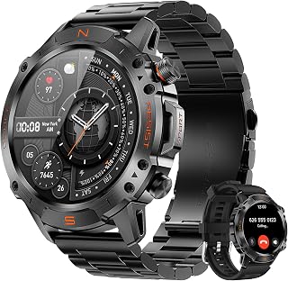 WalkerFit Rugged Smart Watch for Men, 1.43" AMOLED 5ATM Waterproof, 2 Bands