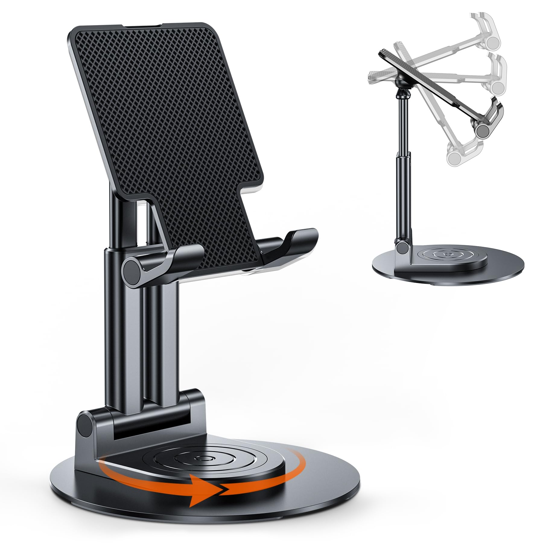 BHHB Mobile Stand, Adjustable Table Tablet Stand with 360 Degree Rotating Base, 