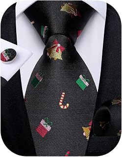 DiBanGu Mens Tartan Silk Tie And Pocket Square Cufflinks Tie Clip Tie Bar Tie Set For