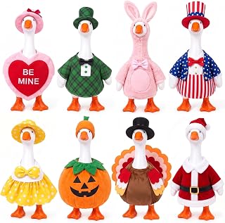 OGCVIKF 8 Set Seasonal Desk Goose Outfits, 7 Inches Mini Goose Clothes | Holiday Mini Goose Outfits Set for Valentine St. Patrick Easter Summer 4th of July Fall Halloween Christmas, Desk Goose Decor