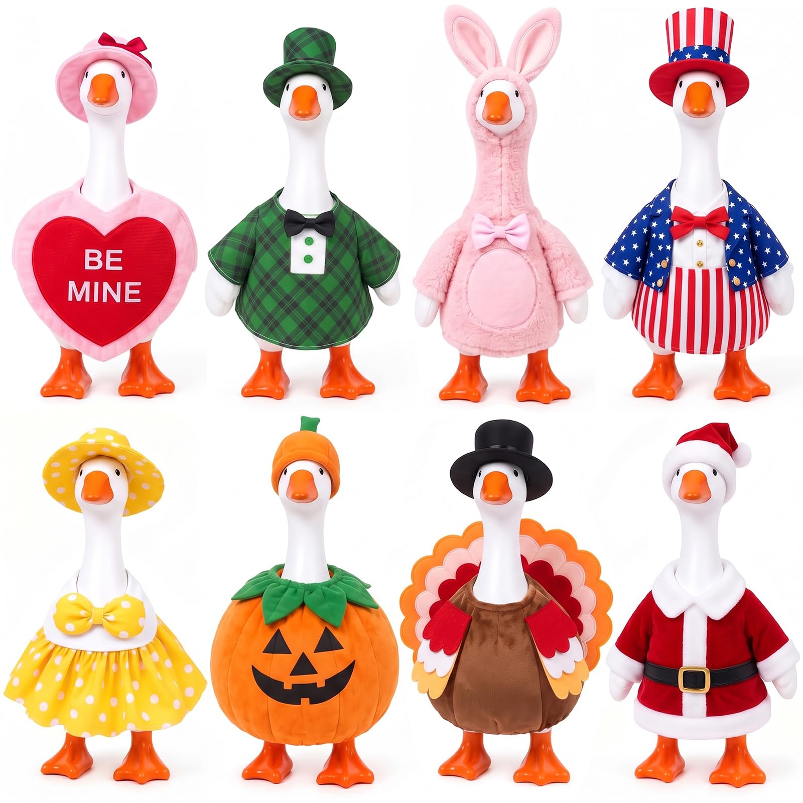 OGCVIKF 8 Set Seasonal Desk Goose Outfits, 7 Inches Mini Goose Clothes | Holiday