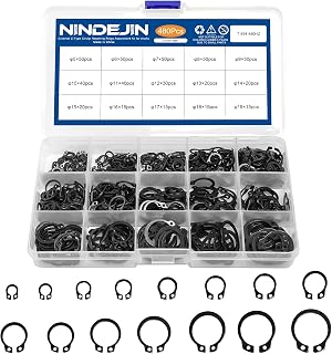NINDEJIN External Retaining Rings Snap Rings Assortment Kit, Circlip Circlip Retainer Rings Set (C-Clip Carbon Steel)