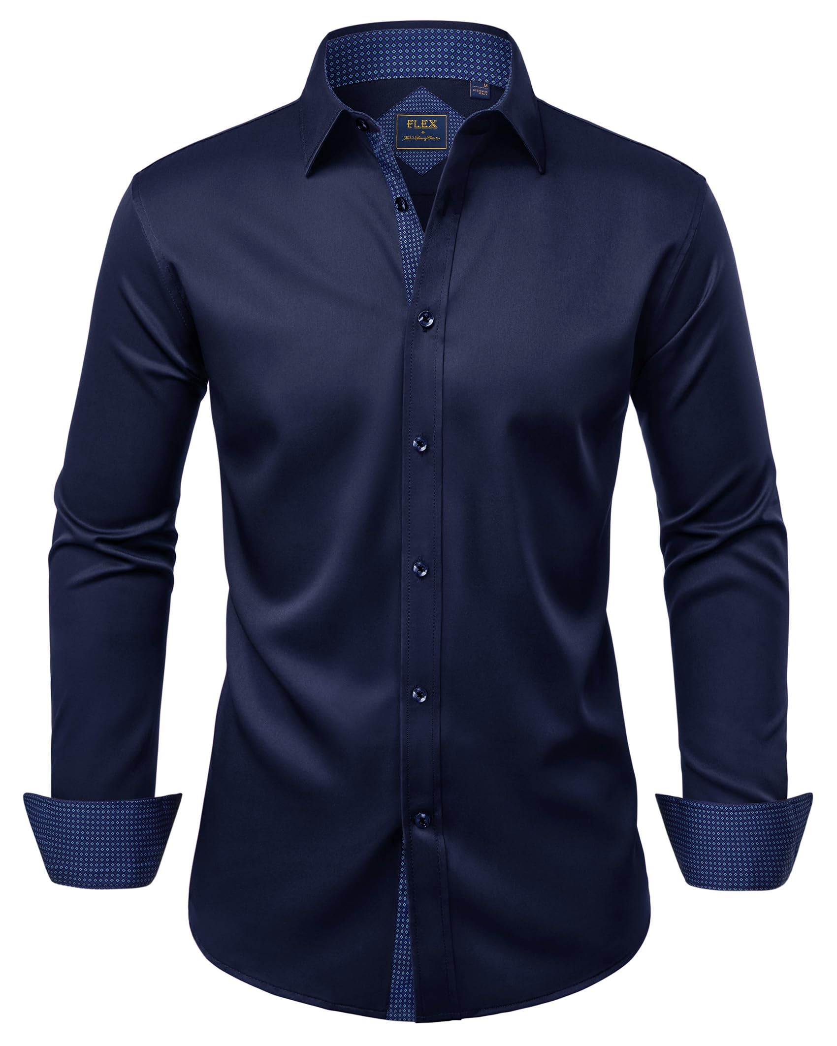 Alimens & Gentle Men's Long Sleeve Shirt Pleated Business Casual Button Down Shi