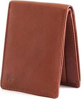 Swear Brands Full-Grain Leather Wallet for Men | Slim RFID Blocking Bifold Design with Cash Pocket & Card Pull Strap | Holds 1-12 Cards | Stylish & Durable | Acorn
