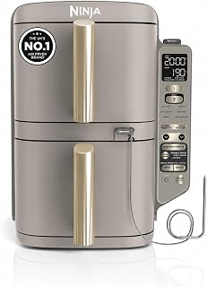 Ninja Double Stack XL 9.5L 2-Drawer Air Fryer, 6 Functions, Stone Gold | 4 cooking levels (2 Drawers and 2 Racks), Space Saving Design, Make up to 8 portions, 6 cooking Functions, SL451UKSD