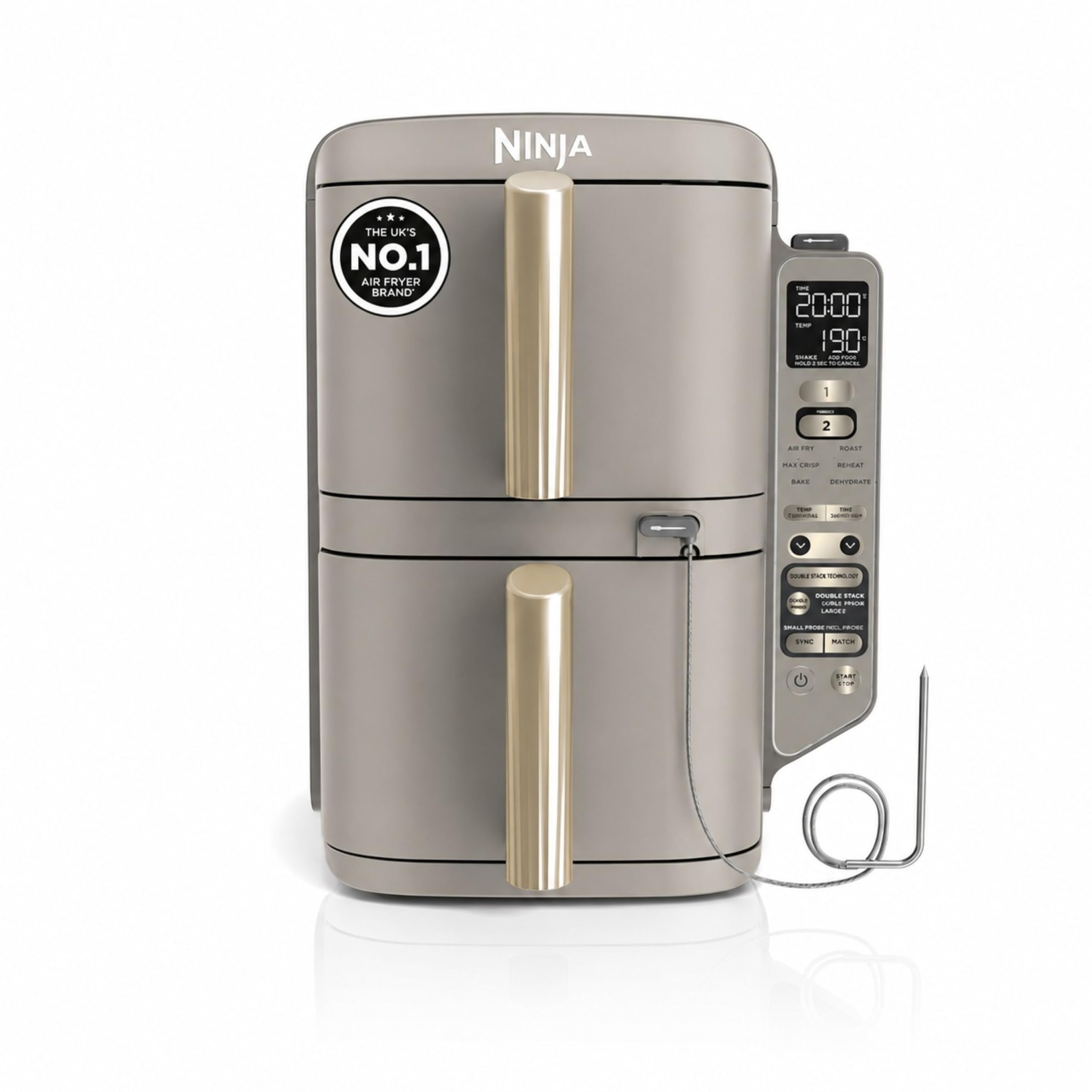 Ninja Double Stack XL 9.5L 2-Drawer Air Fryer, 6 Functions, Stone Gold | 4 cooki
