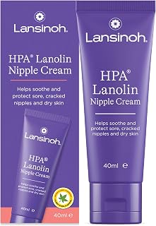 Lansinoh HPA Lanolin Nipple Cream - 40ml - Breastfeeding Essentails | Sore Nipples Cracked Skin Breast Feeding Tasteless & Odourless Breastfeeding Hospital Bag Maternity Essentials