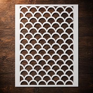 7x9 Inch Dragon Scale Stencil Reusable Plastic Mermaid Fish Skin Template | Mythical sea creature patterns for acrylic paint spray on wood, glass, wall, rock, canvas. Texture airbrush craft materials