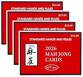 INROAN Mahjong Cards 2026 Official Revision (4Pack Red) | American MahJong Cards 2026, Large Print Easy to Read Rule, Durable and Waterproof, Mahjong Card, 2026 mahjong card