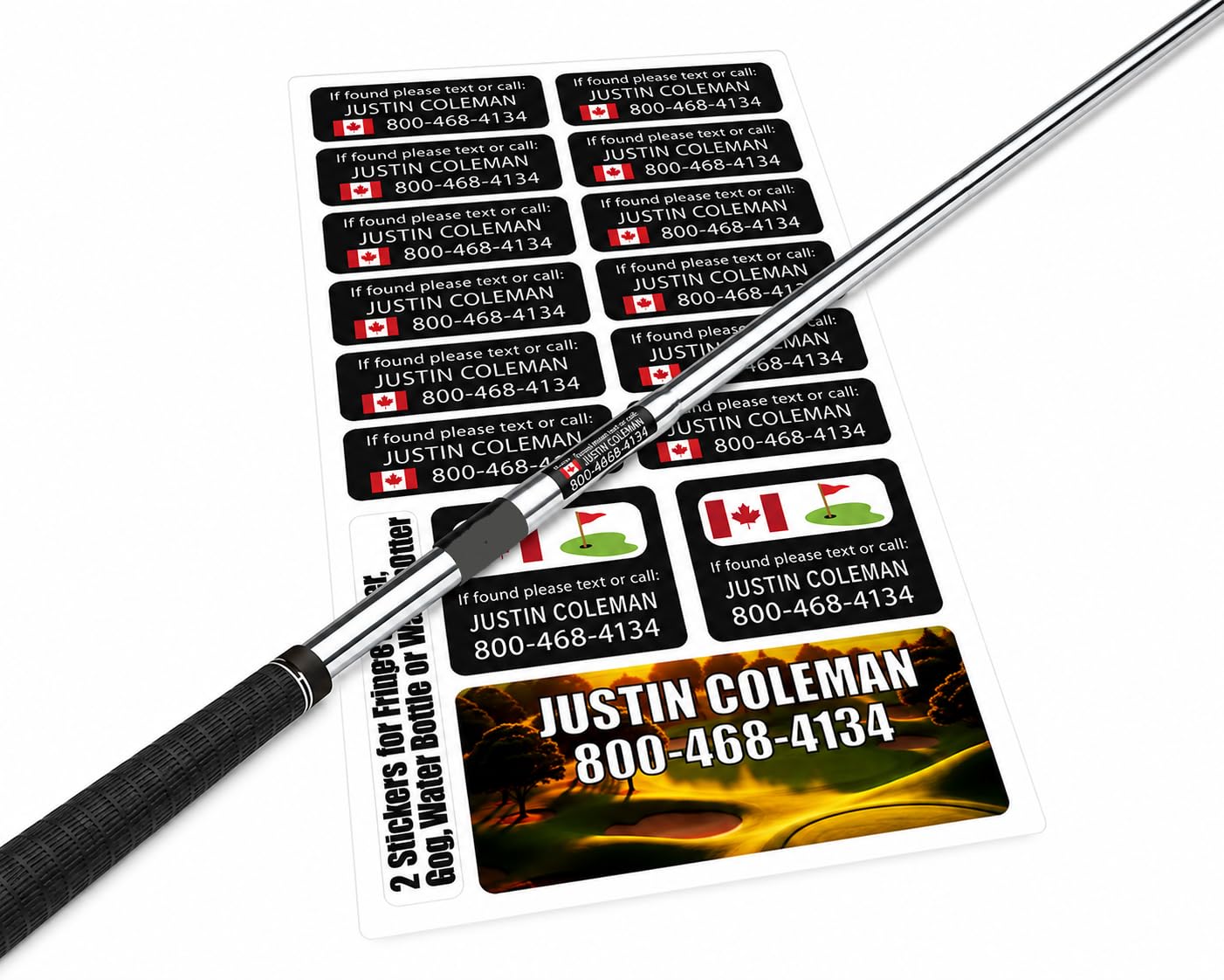 Handmade Personalized Golf Club Labels – Custom Name & Phone Stickers for Golf C
