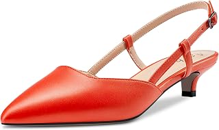 Aachcol Women's Low Heel Kittens Heel Pumps Pointed Toe Ankle Strap Slingback Dress Shoes Sandals Office Wedding Party Matte 3.5 cm