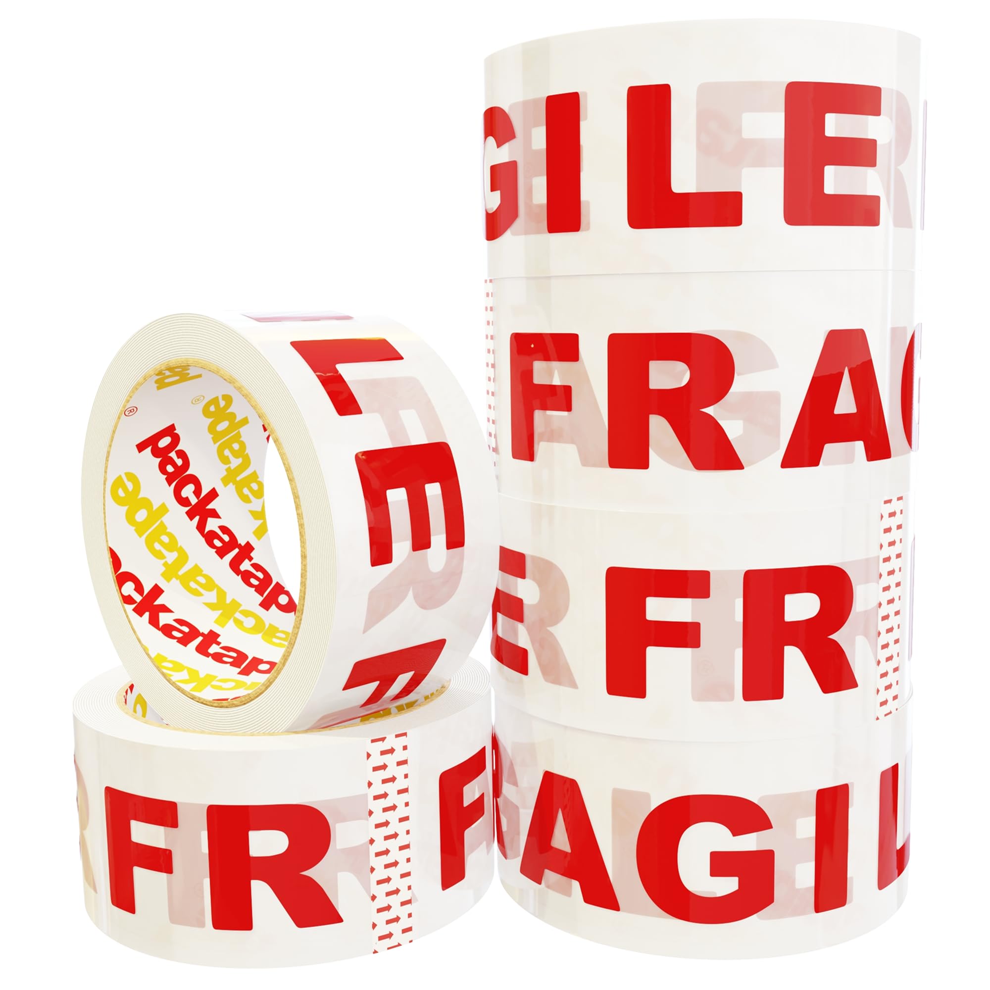 Packatape Fragile Packing Tape for Parcels and Boxes - Heavy Duty Fragile Packag
