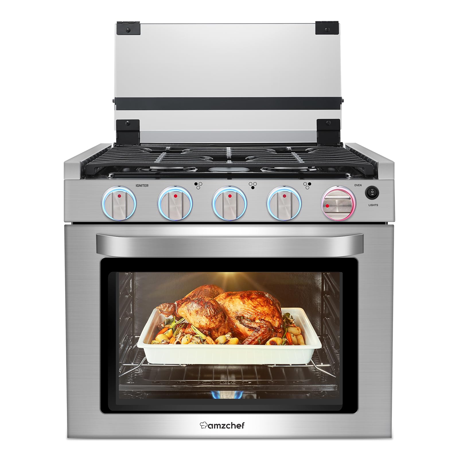 AMZCHEF 21 Inch RV Gas Range, 3 Burners 28,100 BTU Oven for RV/Camper/Trailer