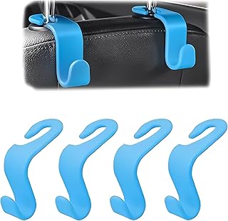 4 Pcs Universal Car Seat Headrest Storage Hooks Organizer Holder Organizer for Handbag (Blue)