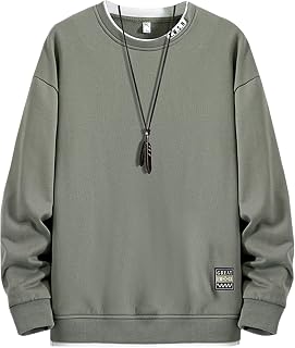 Bligo Men's Autumn Clothes, Sweatshirt, Large Size, L-8XL, Pullover, Long Sleeve, Round Collar, Layered, Casual, Solid, Big Silhouette, Layered-Style, Stylish, Loose, Drop, Long T-Shirt, Casual,