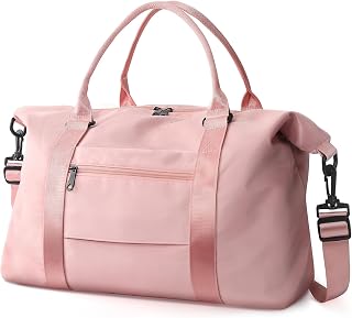 TOPBAG Travel Duffle Bag, Waterproof Weekender Carry On Tote Bags for Women, Sport Gym Bag for Men, Hospital Bag for Labor and Delivery, Overnight Luggage Bag with Trolley Sleeve Coral Pink