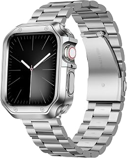 BINLUN Metal Strap Compatible with Apple Watch 49mm 46mm 45mm 44mm 42mm 41mm 40mm 38mm Stainless Steel Strap with TPU Case for iWatch Ultra SE Series 11/10/9/8/7/6/54/3/4/12-1