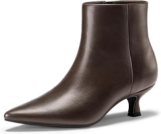 FITORY Women's Kitten Heel Ankle Boots with 2 Inch Pointed Toe Side Zipper