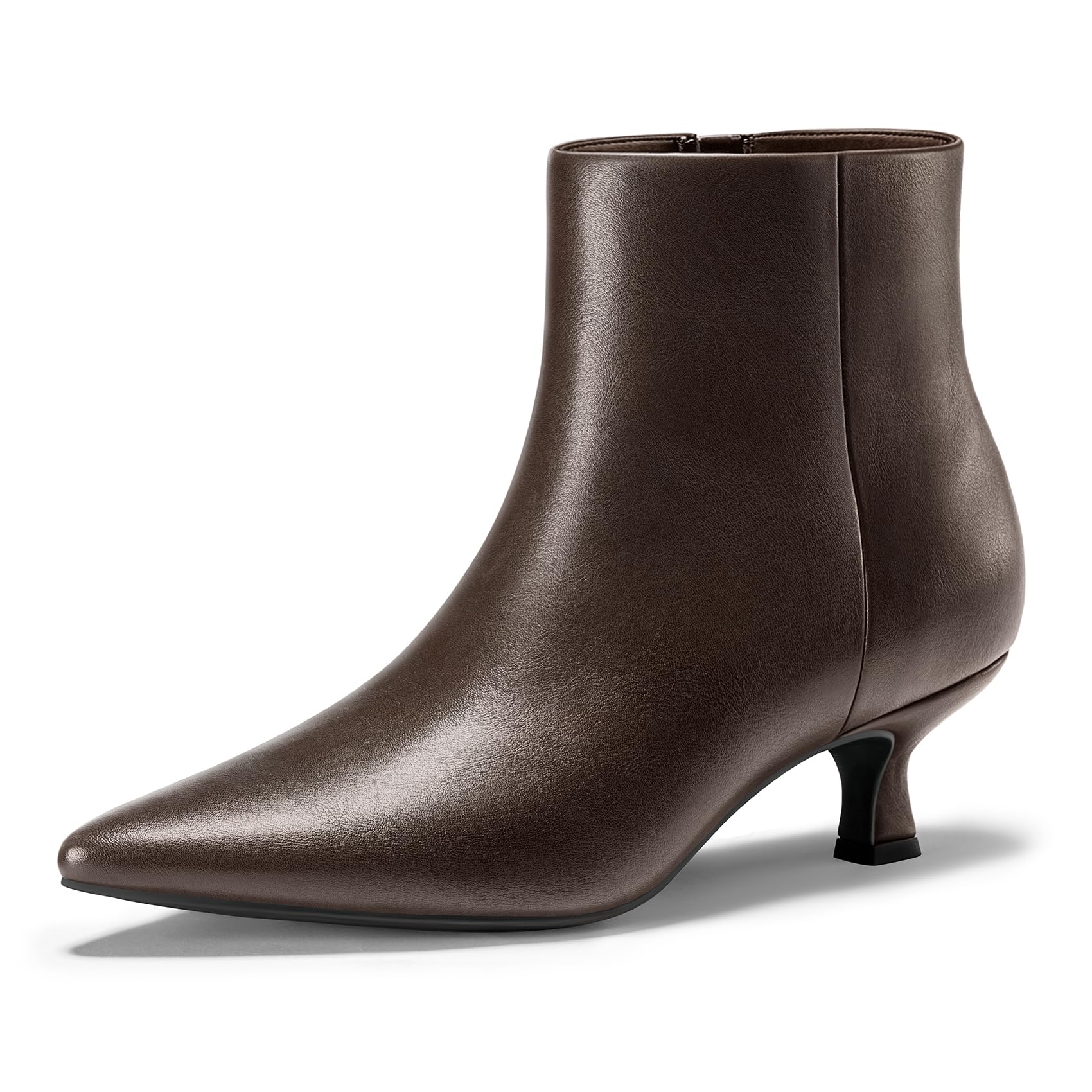 FITORY Women's Kitten Heel Ankle Boots with 2 Inch Pointed Toe Side Zipper
