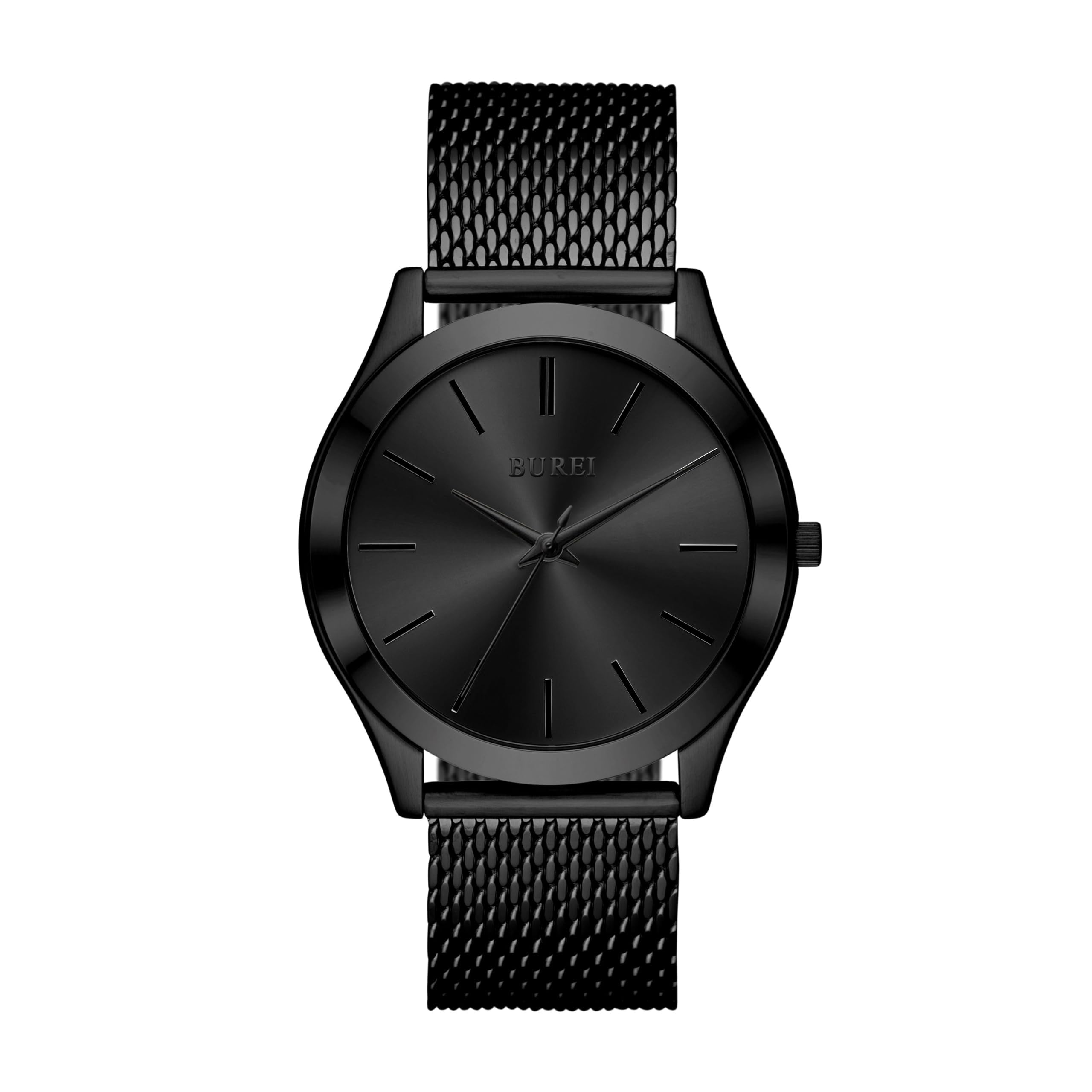BUREI Men's Wrist Watch, Analog Stainless Steel Dress Waterproof Quartz Watch fo
