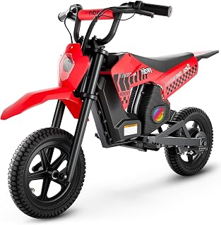 Hiboy DK2 Electric Dirt Bike for Kids Age 3-7, 3-Speed Toy Motorcycle | Up to 13 Mph & 11.2 Miles Range, Smart LED Power Display, 12" Pneumatic Tires & Rear Suspension Ride On Toy for Boys Girls