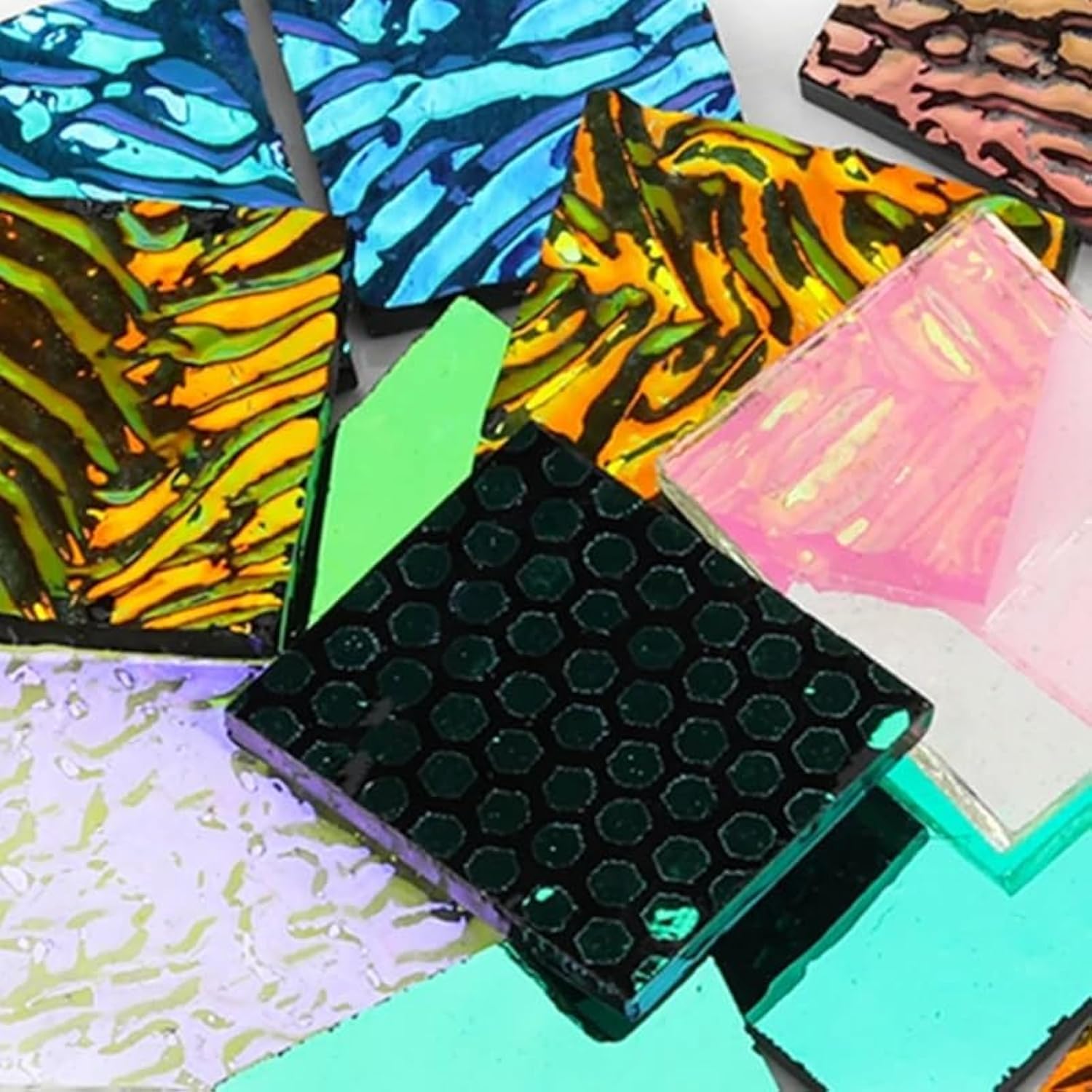 MUCOFEI 3 Bags COE90 Dichroic Glass Scrap Assorted Fusible Glass Fusing Supplies