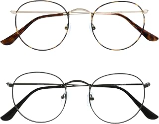 Opulize Sol Reading Glasses Blue Light Blocking 2 Metal Retro Frames Improve Headaches Sleep Computer Gaming Mens Womens BB94