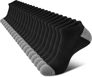 COOVAN WERPOWER 10 Pairs Mens Cushion Ankle Socks Men 10 Pack Low Cut Comfort Breathable Casual Socks
