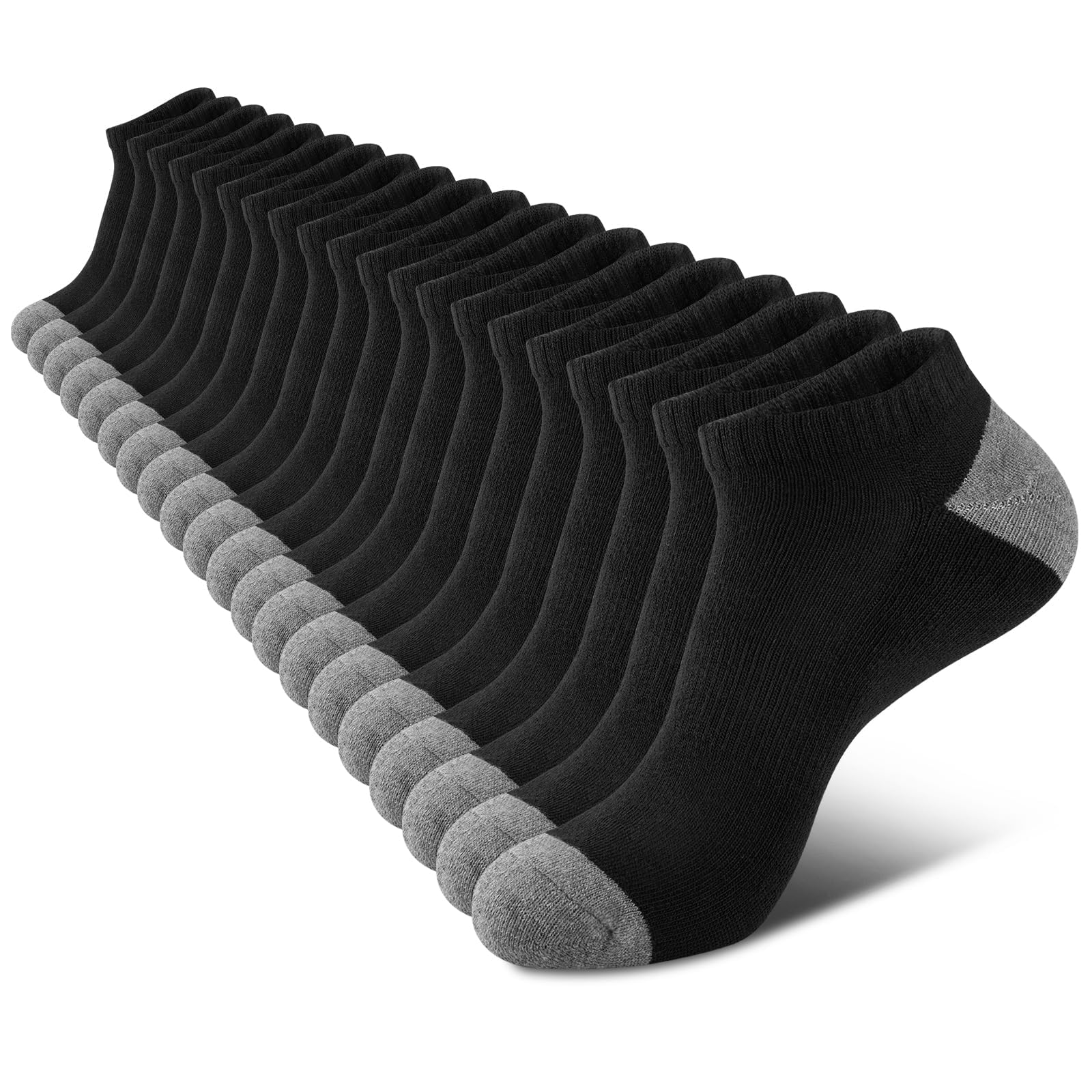 COOVAN WERPOWER 10 Pairs Mens Cushion Ankle Socks Men 10 Pack Low Cut Comfort Br