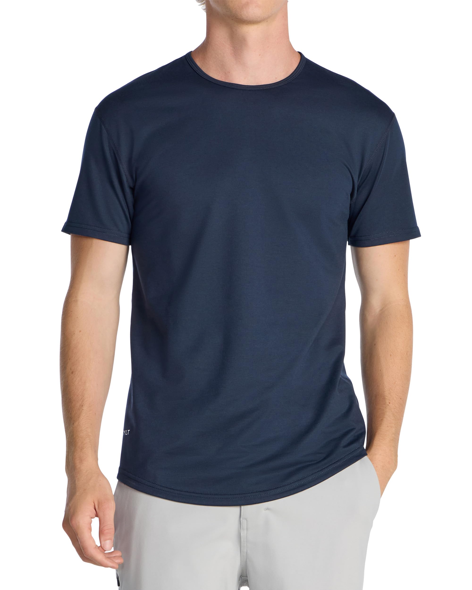 BYLT Mens Drop-Cut Men's T Shirt, Slim Fit Plain Tshirts for Men, Drop Cut Basic