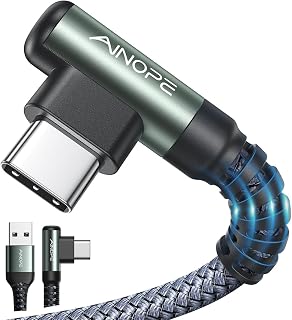 AINOPE USB C Charger Cable,(2Pack 2M) 3.1A Right Angle USB to USB C Cable | Nylon Braided Type C Cable for Samsung S21 S10 S9, Note 10, Huawe, Sony Xperia, Xiaomi LG, Pixel 10, iPad Air Switch Steam