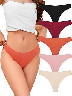 VOENXE Thong Women's Seamless, Seamless Underwear Women, Sports, Pack of 5