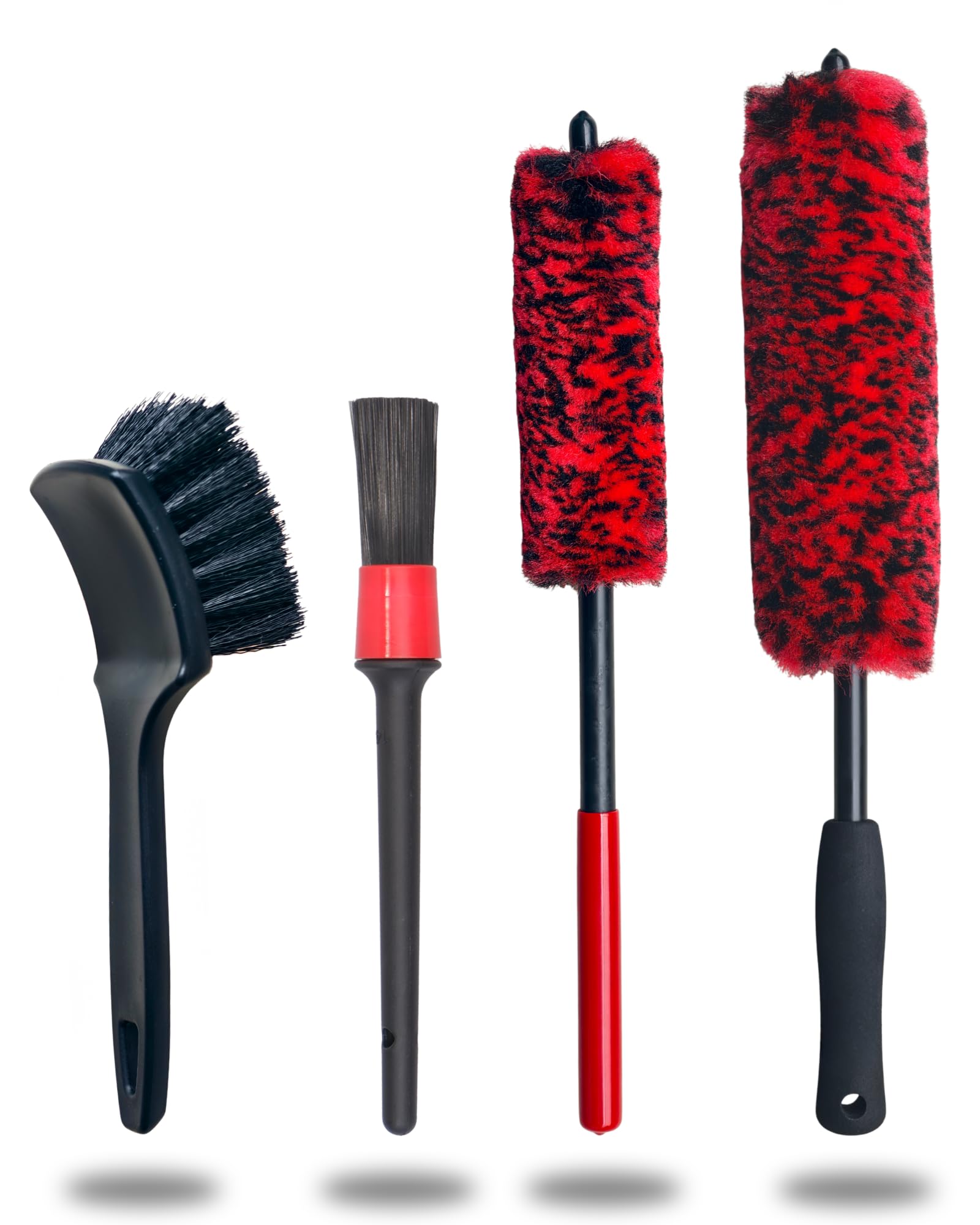 oesee Professional 4 Pack Long Handle Wheel Brush Kit for Cleaning Wheel and Tir